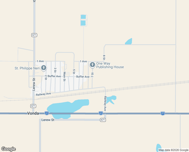 map of restaurants, bars, coffee shops, grocery stores, and more near 201 7 Street in Vonda