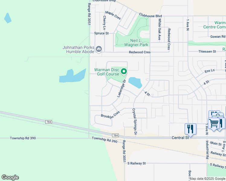 map of restaurants, bars, coffee shops, grocery stores, and more near 205 Brookside Court in Warman
