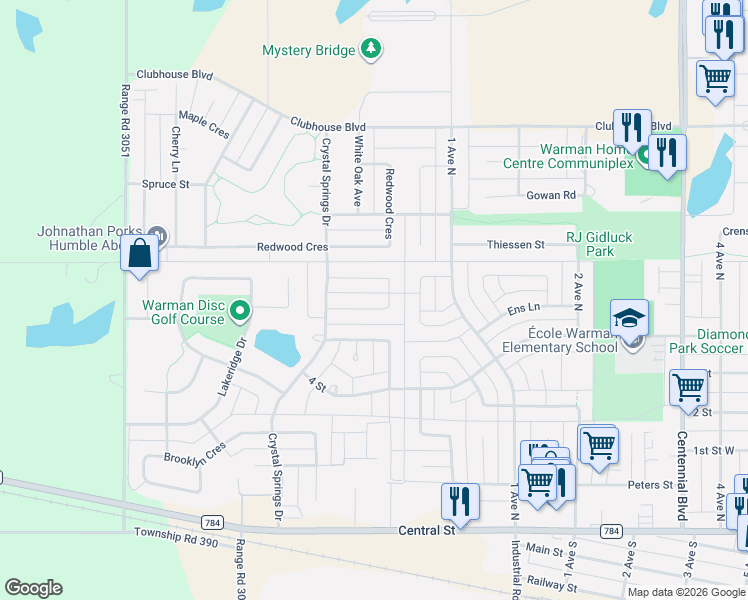 map of restaurants, bars, coffee shops, grocery stores, and more near 430 Crystal Crescent in Warman