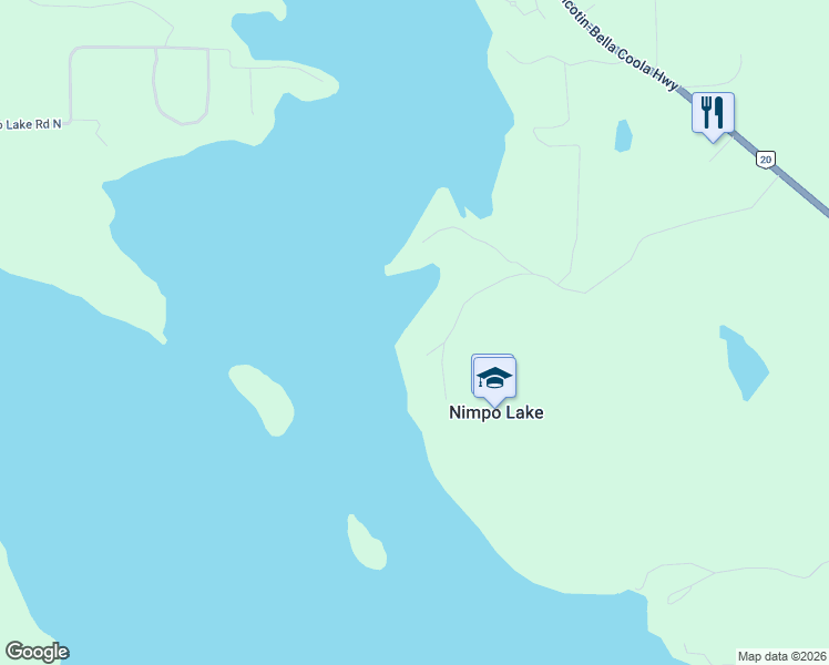 map of restaurants, bars, coffee shops, grocery stores, and more near 1874 Otter Road in Nimpo Lake