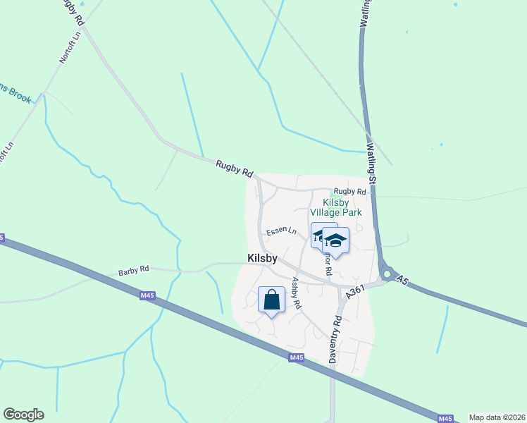 map of restaurants, bars, coffee shops, grocery stores, and more near 26 Main Road in Kilsby
