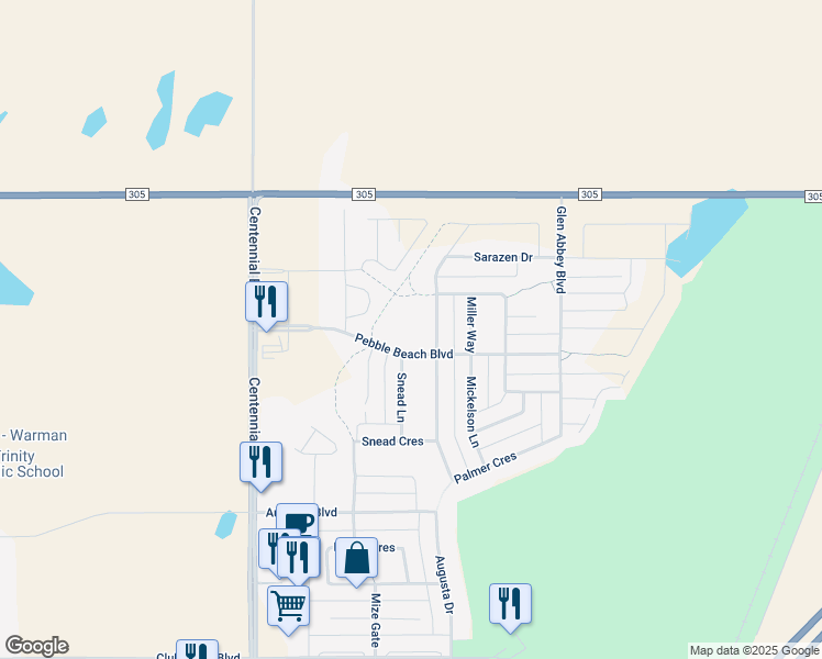 map of restaurants, bars, coffee shops, grocery stores, and more near 700 Ballesteros Crescent in Warman