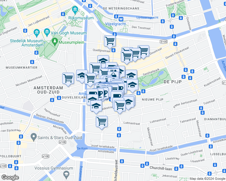 map of restaurants, bars, coffee shops, grocery stores, and more near 86 Eerste Jan van der Heijdenstraat in Amsterdam