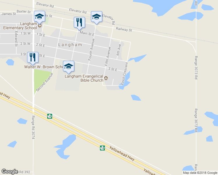 map of restaurants, bars, coffee shops, grocery stores, and more near 110 Finch Crescent in Langham