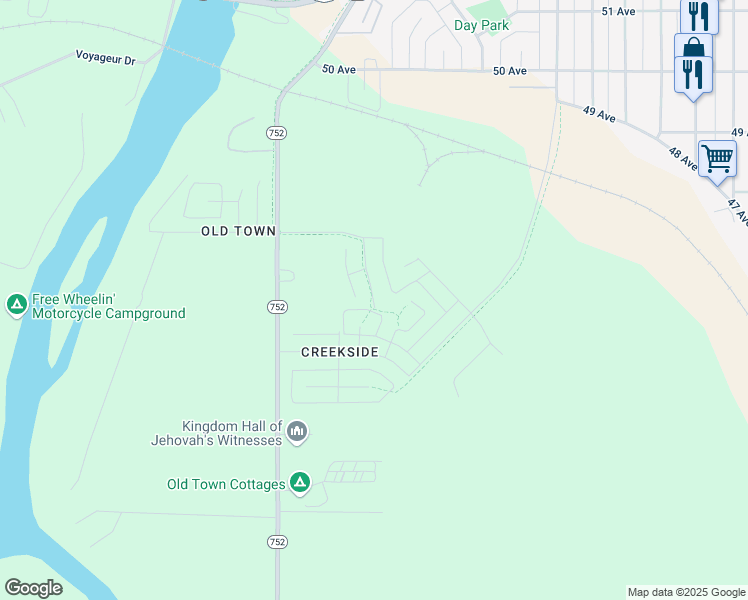 map of restaurants, bars, coffee shops, grocery stores, and more near 4405 59 Street Close in Rocky Mountain House