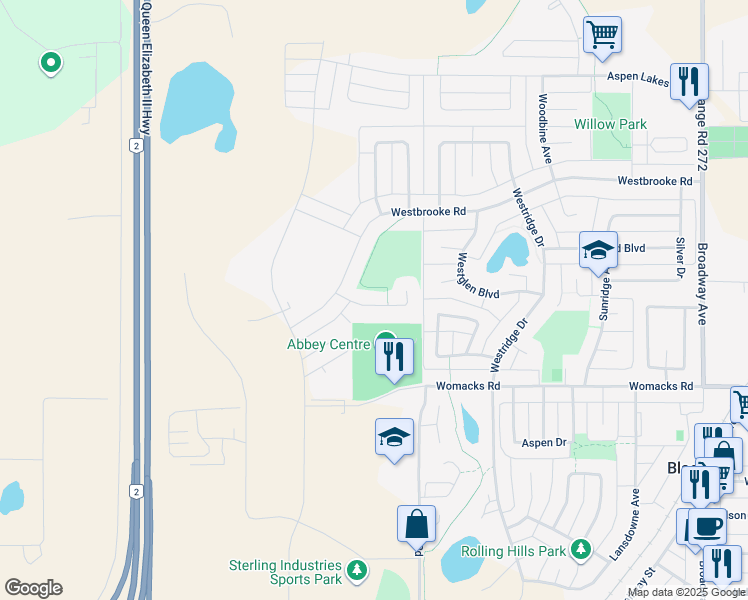 map of restaurants, bars, coffee shops, grocery stores, and more near 13 Vintage Close in Blackfalds