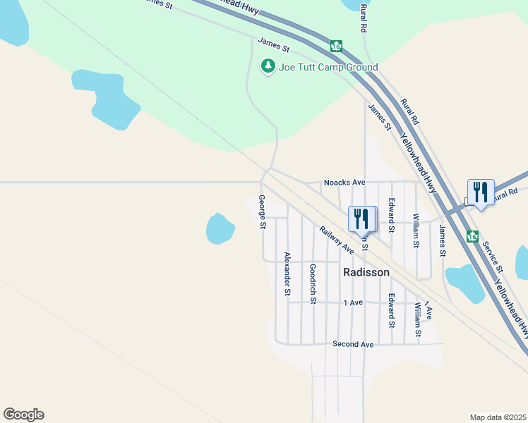 map of restaurants, bars, coffee shops, grocery stores, and more near 103 Alexander Street in Radisson