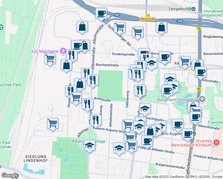 map of restaurants, bars, coffee shops, grocery stores, and more near in Berlin