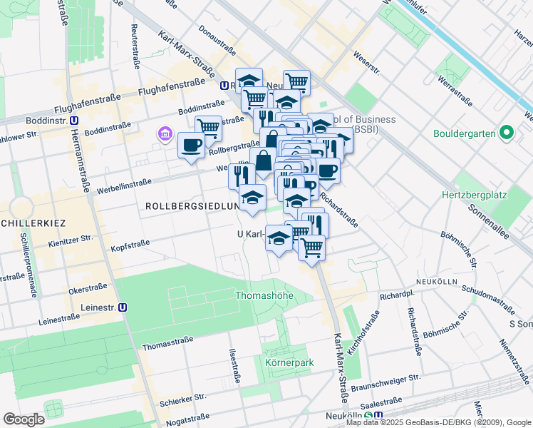 map of restaurants, bars, coffee shops, grocery stores, and more near 10 Kienitzer Straße in Berlin