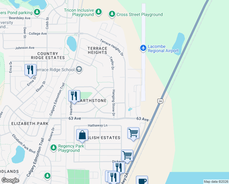 map of restaurants, bars, coffee shops, grocery stores, and more near 45 Hanging Stone Drive in Lacombe