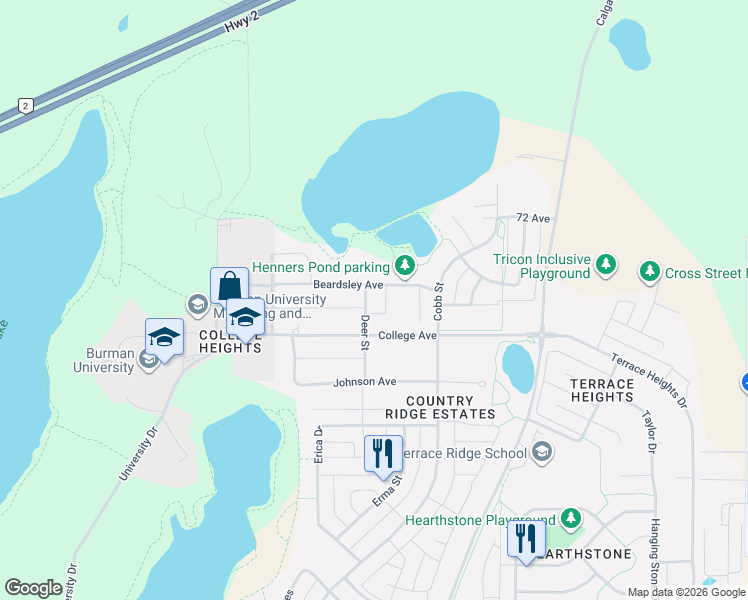 map of restaurants, bars, coffee shops, grocery stores, and more near 4726 College Avenue in Lacombe