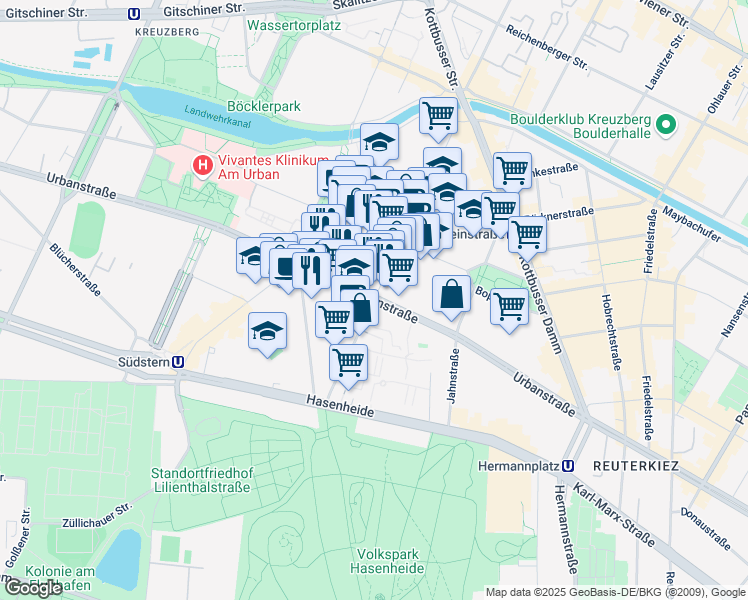 map of restaurants, bars, coffee shops, grocery stores, and more near in Berlin