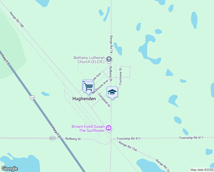 map of restaurants, bars, coffee shops, grocery stores, and more near in Hughenden