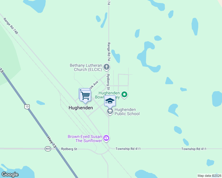 map of restaurants, bars, coffee shops, grocery stores, and more near 39 Rydberg Street in Hughenden