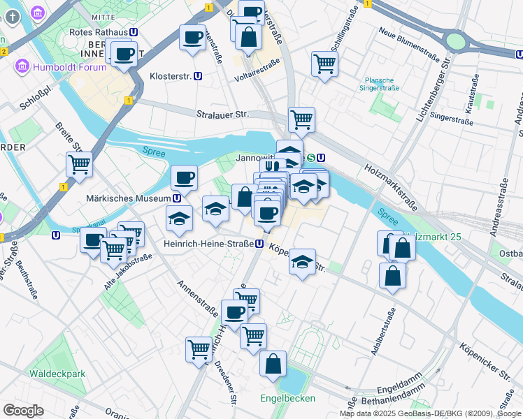 map of restaurants, bars, coffee shops, grocery stores, and more near 9 Rungestraße in Berlin