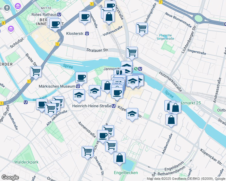 map of restaurants, bars, coffee shops, grocery stores, and more near 9 Rungestraße in Berlin