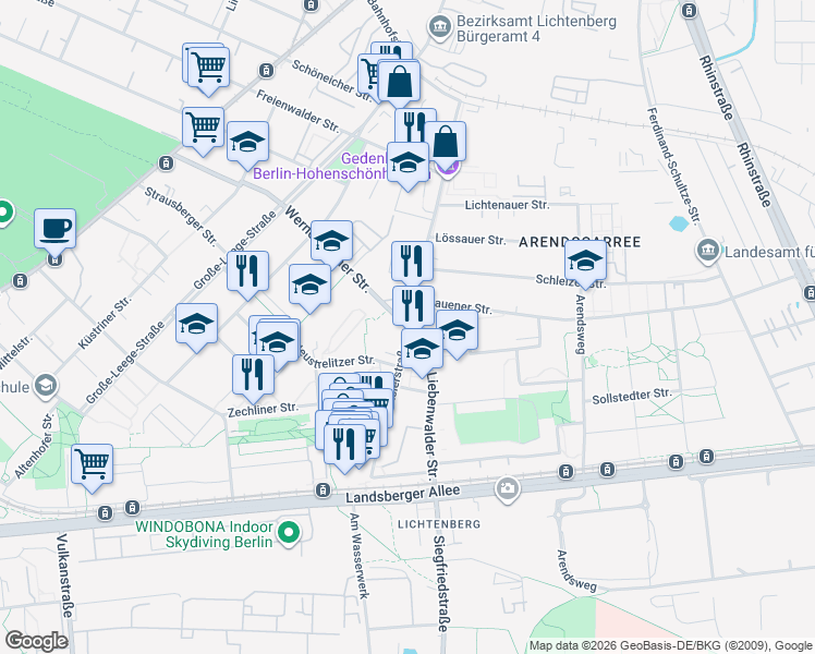 map of restaurants, bars, coffee shops, grocery stores, and more near in Berlin