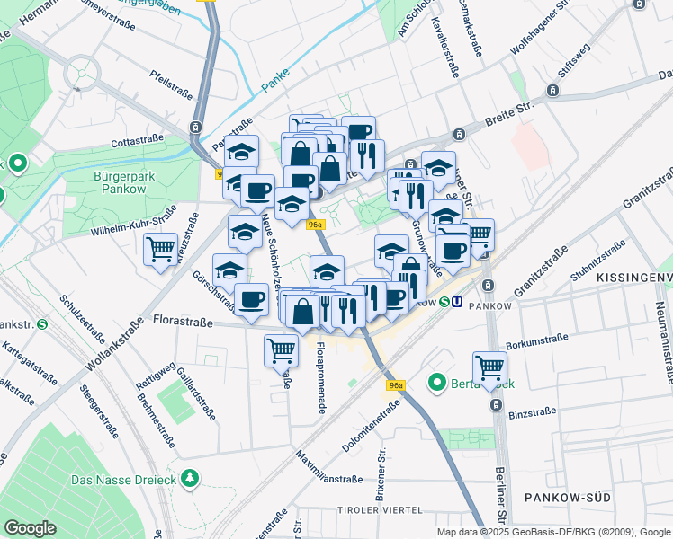 map of restaurants, bars, coffee shops, grocery stores, and more near 11 Mühlenstraße in Berlin