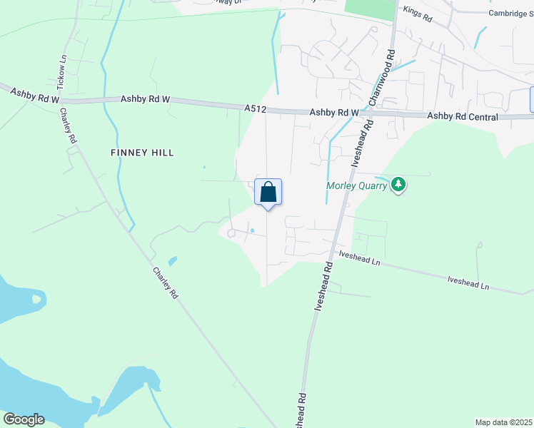 map of restaurants, bars, coffee shops, grocery stores, and more near Brick Kiln Lane in Shepshed