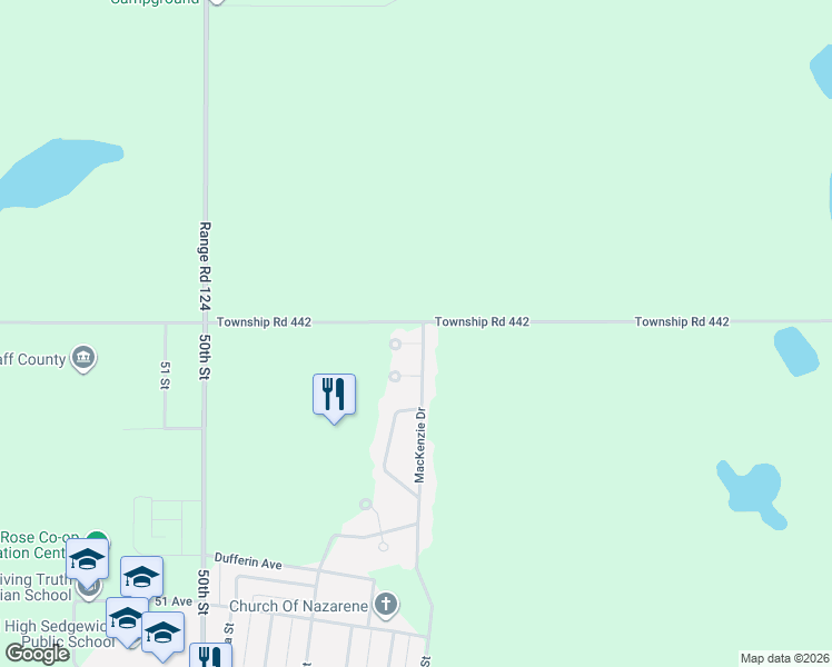 map of restaurants, bars, coffee shops, grocery stores, and more near 55 Mackenzie Drive in Sedgewick