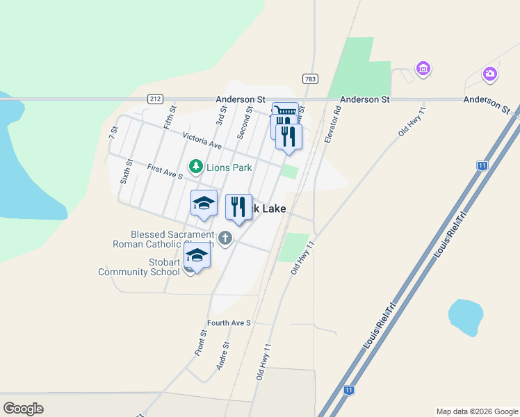 map of restaurants, bars, coffee shops, grocery stores, and more near in Duck Lake
