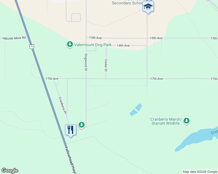 map of restaurants, bars, coffee shops, grocery stores, and more near 1075 18 Avenue in Valemount
