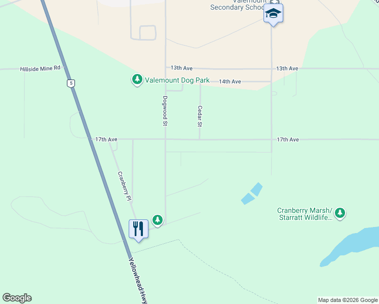 map of restaurants, bars, coffee shops, grocery stores, and more near 1075 18 Avenue in Valemount