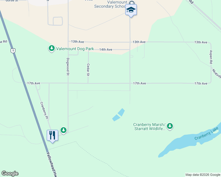 map of restaurants, bars, coffee shops, grocery stores, and more near 1005 18 Avenue in Valemount