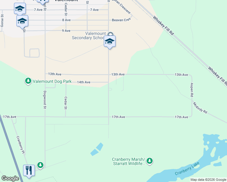 map of restaurants, bars, coffee shops, grocery stores, and more near 1500 Ash Street in Valemount