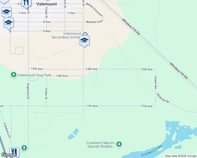 map of restaurants, bars, coffee shops, grocery stores, and more near 955 13th Avenue in Valemount