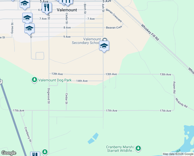 map of restaurants, bars, coffee shops, grocery stores, and more near 1036 14th Avenue in Valemount