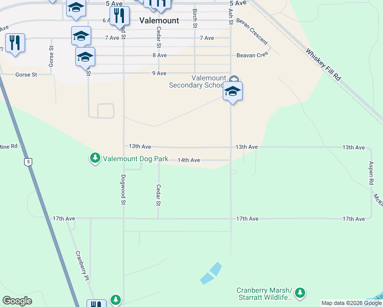 map of restaurants, bars, coffee shops, grocery stores, and more near 1112 14th Avenue in Valemount