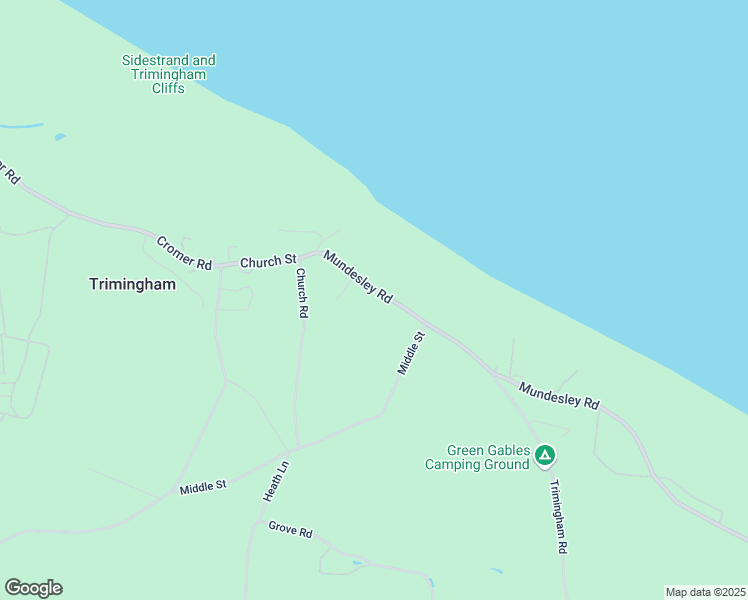map of restaurants, bars, coffee shops, grocery stores, and more near Mundesley Road in Trimingham