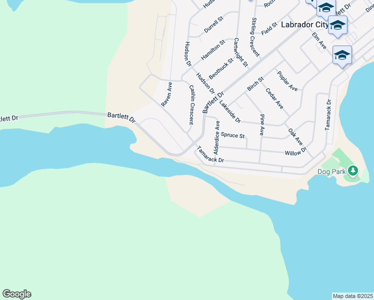 map of restaurants, bars, coffee shops, grocery stores, and more near 1001 Bartlett Drive in Labrador City
