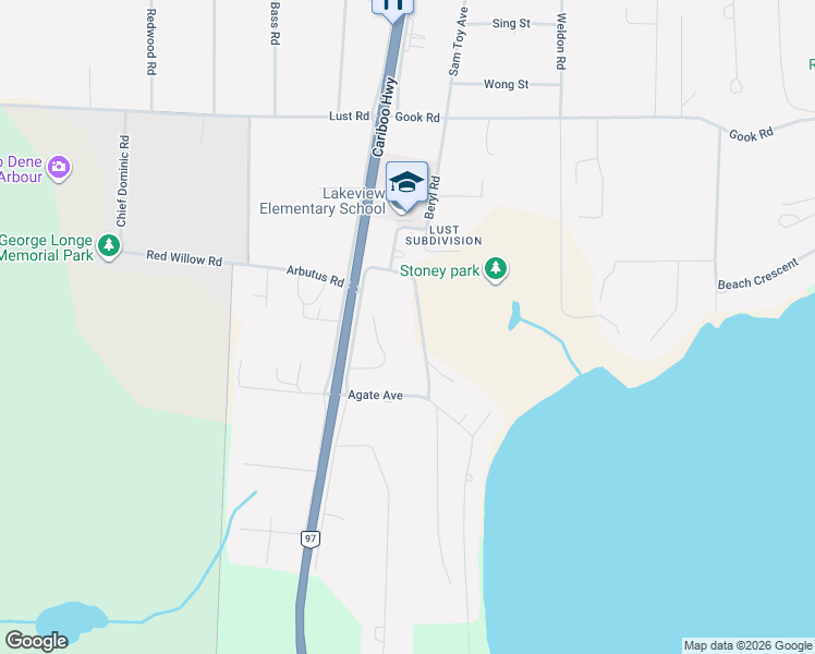 map of restaurants, bars, coffee shops, grocery stores, and more near 1601 Flint Road in Quesnel