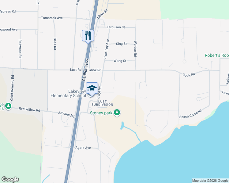 map of restaurants, bars, coffee shops, grocery stores, and more near Dragon View Place in Quesnel