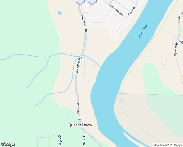 map of restaurants, bars, coffee shops, grocery stores, and more near 1100 McRae Road in Quesnel
