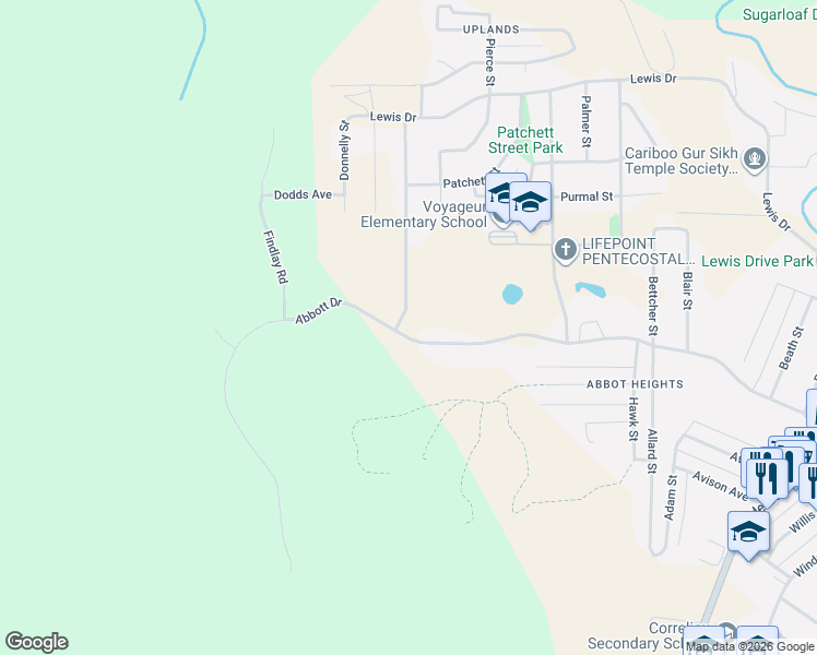 map of restaurants, bars, coffee shops, grocery stores, and more near 16 Dawson Street in Quesnel