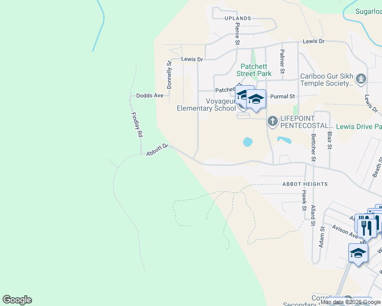 map of restaurants, bars, coffee shops, grocery stores, and more near 21 Dawson Street in Quesnel