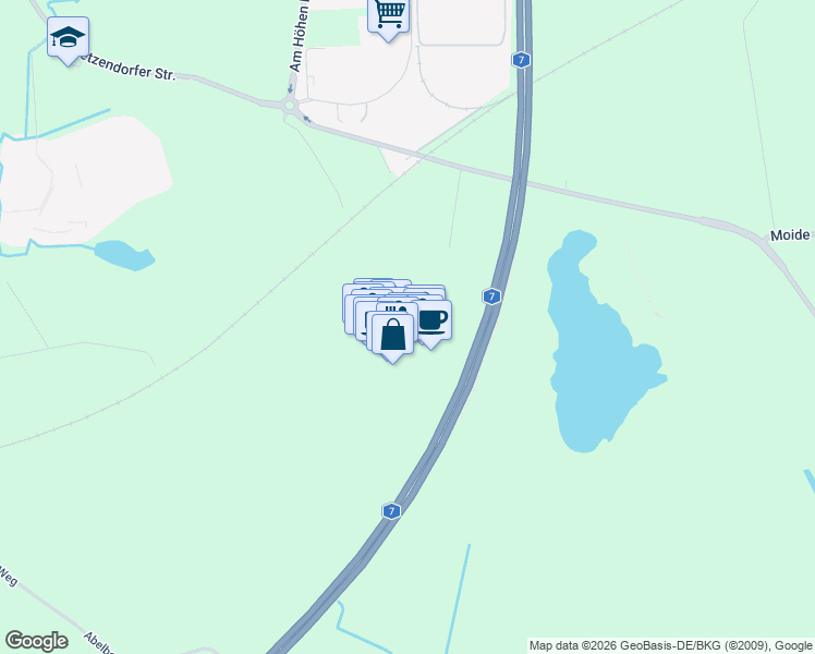 map of restaurants, bars, coffee shops, grocery stores, and more near 7 Rahrsberg in Soltau