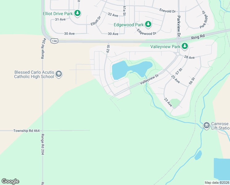 map of restaurants, bars, coffee shops, grocery stores, and more near 2403 62 Street in Camrose