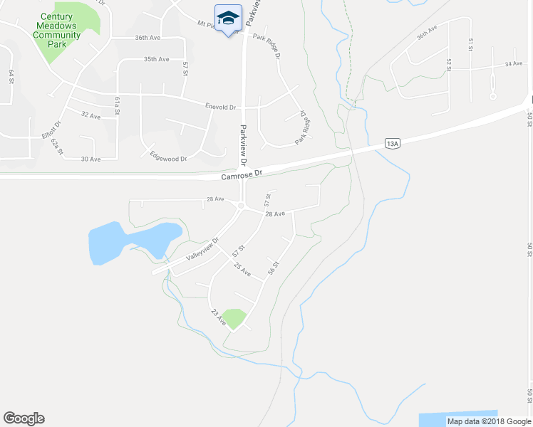 map of restaurants, bars, coffee shops, grocery stores, and more near 5606 28 Avenue in Camrose