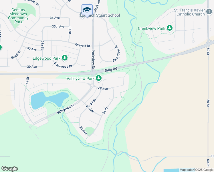 map of restaurants, bars, coffee shops, grocery stores, and more near 5606 28 Avenue in Camrose