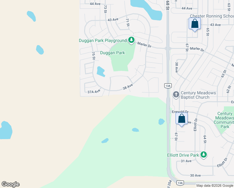 map of restaurants, bars, coffee shops, grocery stores, and more near 7208 38th Avenue Close in Camrose
