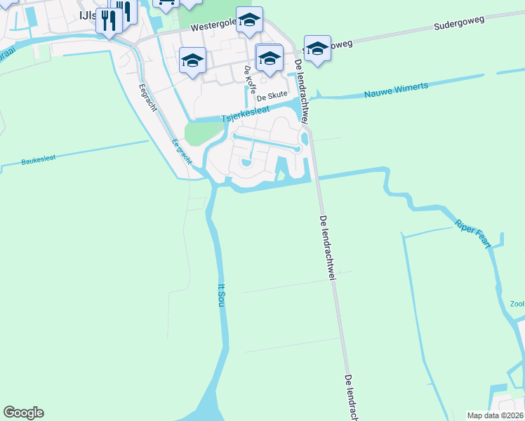 map of restaurants, bars, coffee shops, grocery stores, and more near in IJlst