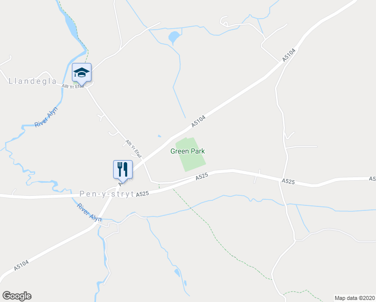 map of restaurants, bars, coffee shops, grocery stores, and more near  in Denbighshire