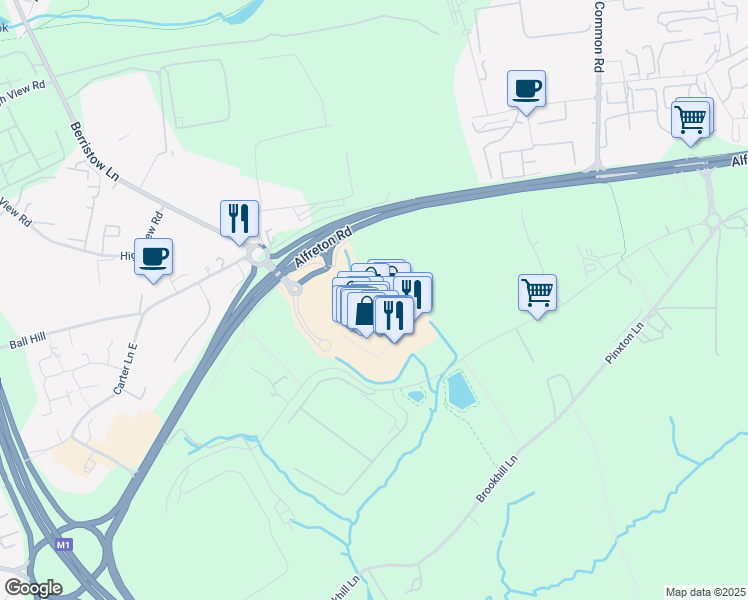 map of restaurants, bars, coffee shops, grocery stores, and more near in Derbyshire