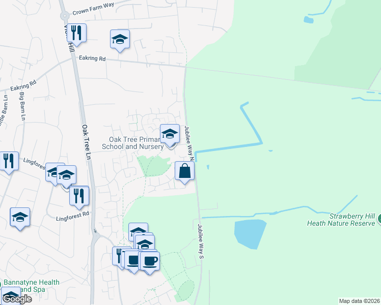 map of restaurants, bars, coffee shops, grocery stores, and more near Jubilee Way North in Nottinghamshire