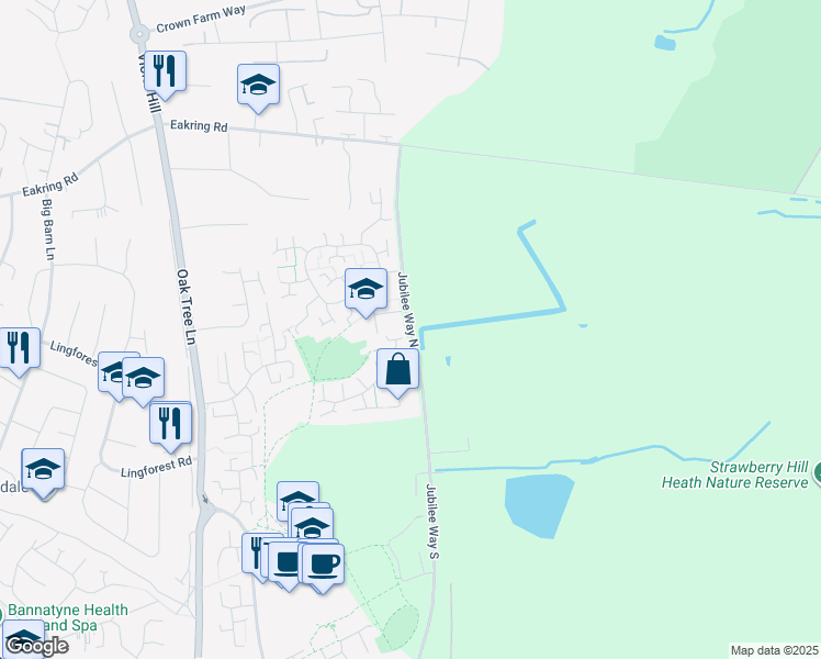map of restaurants, bars, coffee shops, grocery stores, and more near Jubilee Way North in Nottinghamshire
