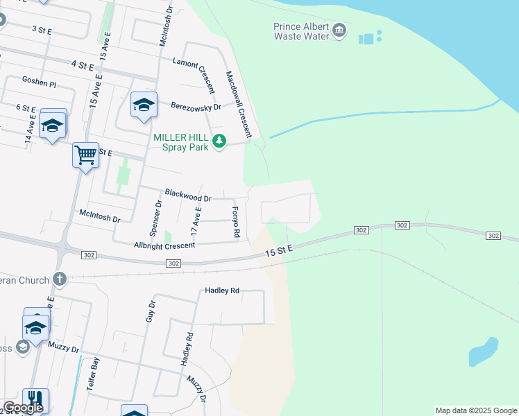 map of restaurants, bars, coffee shops, grocery stores, and more near 11 Glass Drive in Prince Albert